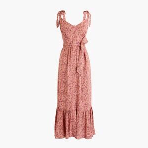 J. Crew Floral Tie Shoulder Tiered Maxi Dress Size 0